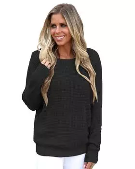 Azura Exchange Ажурный свитер с перекрещивающимися бретелями на спине XL чёрный