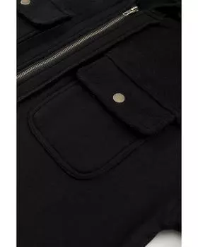 Azura Exchange Куртка на молнии с капюшоном и карманами с клапанами S чёрный