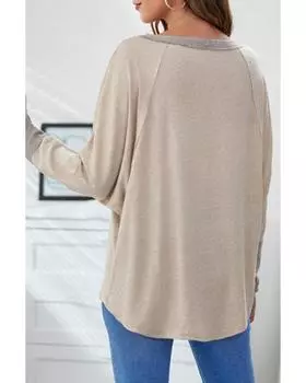 Azura Exchange Свободный топ цвета хаки с контрастными манжетами и рукавами «летучая мышь» XL хаки