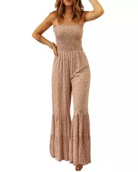 Azura Exchange Комбинезон цвета хаки с широкими штанинами и цветочным принтом S хаки