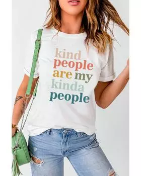 Azura Exchange Kind People Are My Kinda People T-Shirt XL белый