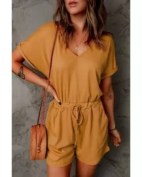 Azura Exchange Knit Romper with Pockets XL коричневый