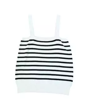 Azura Exchange Knitted Striped Tube Spaghetti Strap Tank Top L белый
