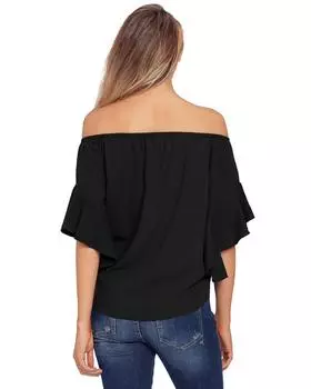 Azura Exchange Knot Front Off The Shoulder Top S чёрный