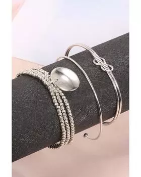 Azura Exchange Knotted Бисерный Браслет Набор из 3-х предметов ONE SIZE серебряный