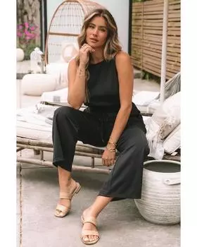 Azura Exchange Комбинезон без рукавов с широкими штанинами L чёрный