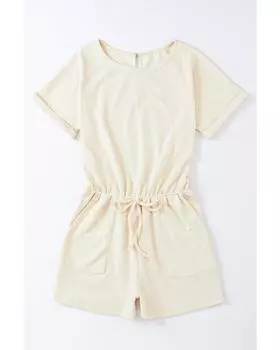 Azura Exchange Комбинезон с эластичной резинкой на талии XL бежевый