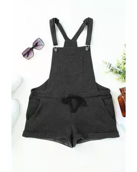 Azura Exchange Короткий стираный комбинезон с завязками на шнурке XL серый