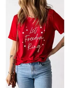 Azura Exchange Красная футболка с принтом звезд Let Freedom Ring S красный