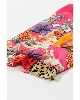 Azura Exchange Красная рубашка с абстрактным цветочным принтом, застегивающаяся на пуговицы и оборками на рукавах-фонариках XL красный