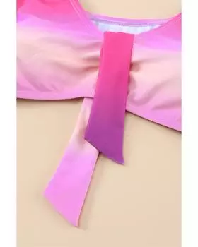 Azura Exchange Купальник бикини с V-образным вырезом и завязками M фиолетовый