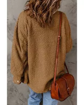 Azura Exchange Куртка на пуговицах спереди с карманами с клапанами M коричневый