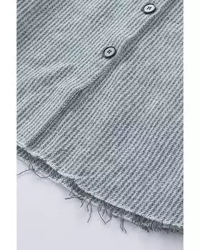 Azura Exchange Куртка-рубашка на пуговицах с карманами L серый