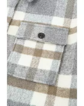 Azura Exchange Куртка с карманом в клетку 2XL коричневый