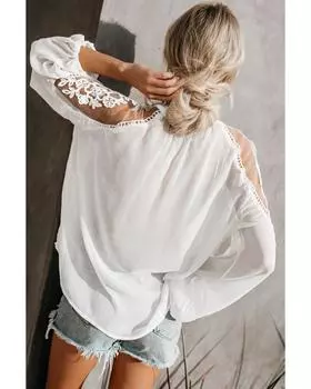 Azura Exchange Lace Blouse for Formal Occasions S белый