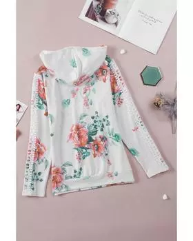 Azura Exchange Lace Contrast Long Sleeve Hoodie S абрикосовый