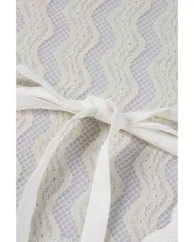 Azura Exchange Блузка с кружевным лоскутным узором и открытой спиной, с V-образным вырезом S белый