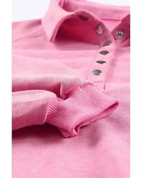 Azura Exchange Свитшот-пуловер с рукавами-фонариками и кнопками 2XL розовый