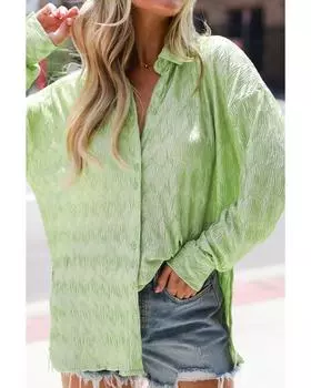 Azura Exchange Повседневная рубашка с боковыми разрезами лаврового цвета M лорел зеленый