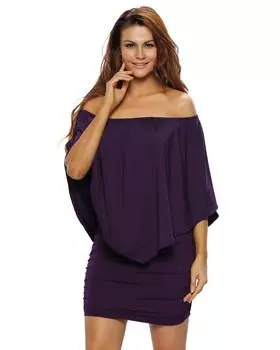 Azura Exchange Многослойное фиолетовое мини-платье-пончо S фиолетовый