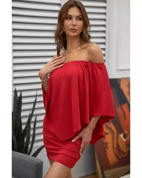 Azura Exchange Многослойное красное мини-платье-пончо S красный