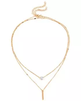 Azura Exchange Layered Rhinestone Pendant Necklace ONE SIZE золотой