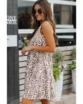 Azura Exchange Многослойное мини-платье без рукавов с оборками M леопардовый