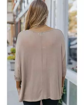 Azura Exchange Легкая трикотажная блузка цвета хаки большого размера M хаки