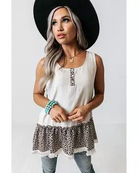 Azura Exchange Leopard Flowy Tank Top S белый