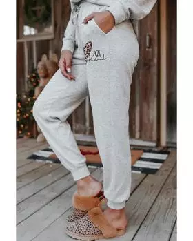 Azura Exchange Комплект для отдыха: свитер и джоггеры с принтом леопардового сердца M серый