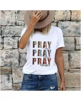 Azura Exchange Leopard Letter Print Short Sleeve T-shirt XL белый