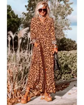 Azura Exchange Leopard Maxi Dress M леопардовый