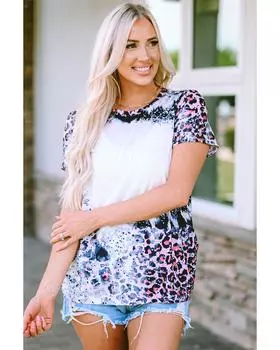 Azura Exchange Leopard Print Bleached Tee L розовый