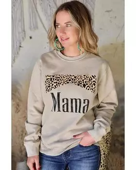 Azura Exchange Leopard Print Crewneck Sweatshirt XL хаки