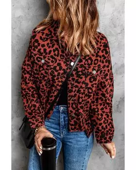 Azura Exchange Укороченная куртка с леопардовым принтом XL коричневый