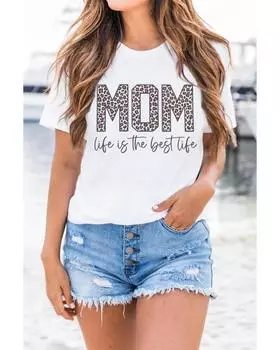 Azura Exchange Leopard Print Graphic T Shirt XL белый