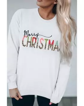 Azura Exchange Leopard Print Long Sleeve Sweatshirt L белый