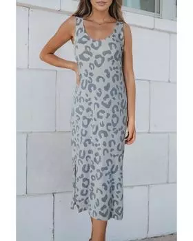 Azura Exchange Leopard Print Maxi Dress S серый