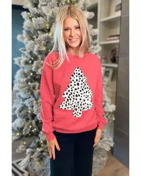 Azura Exchange Leopard Print Pullover Sweatshirt S красный