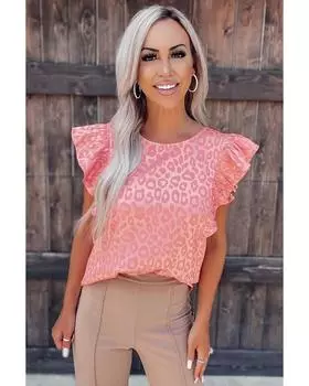 Azura Exchange Leopard Print Satin Tank with Ruffle Detail M леопардовый