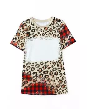 Azura Exchange Leopard Print Short Sleeve T-Shirt L леопардовый