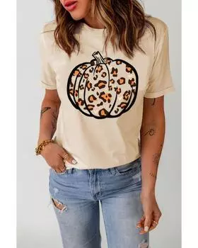 Azura Exchange Leopard Print Short Sleeve T-Shirt M хаки