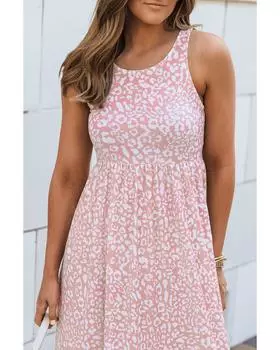 Платье макси без рукавов с леопардовым принтом Azura Exchange S розовый