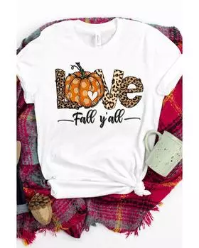 Azura Exchange Leopard Pumpkin Graphic Print Crew Neck T-Shirt XL белый