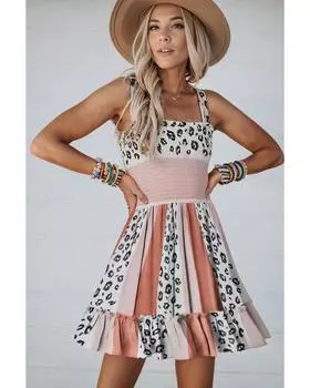 Azura Exchange Leopard Sleeveless Fit Flare Dress XL оранжевый