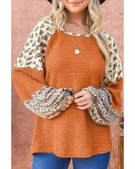 Azura Exchange Леопардовый топ с цветными блоками M оранжевый