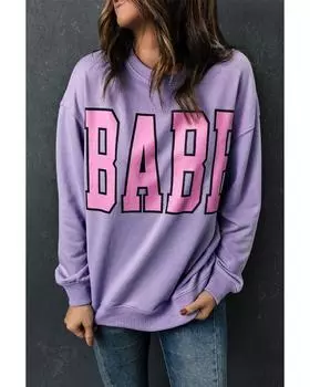 Azura Exchange Letter Graphic Pullover Sweatshirt L серый