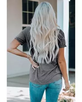 Azura Exchange Letter Print Crew Neck Graphic T-Shirt L серый