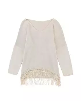 Azura Exchange Lightweight Knit Fringe Hem Loose Sweater XL хаки
