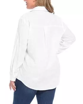 Azura Exchange Текстурированная льняная рубашка на пуговицах 1X белый